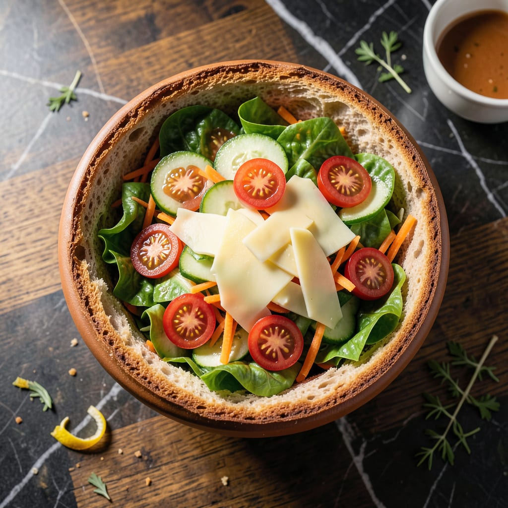 Flower Pot Salad Recipe: Edible Garden Freshness in a Bread Bowl