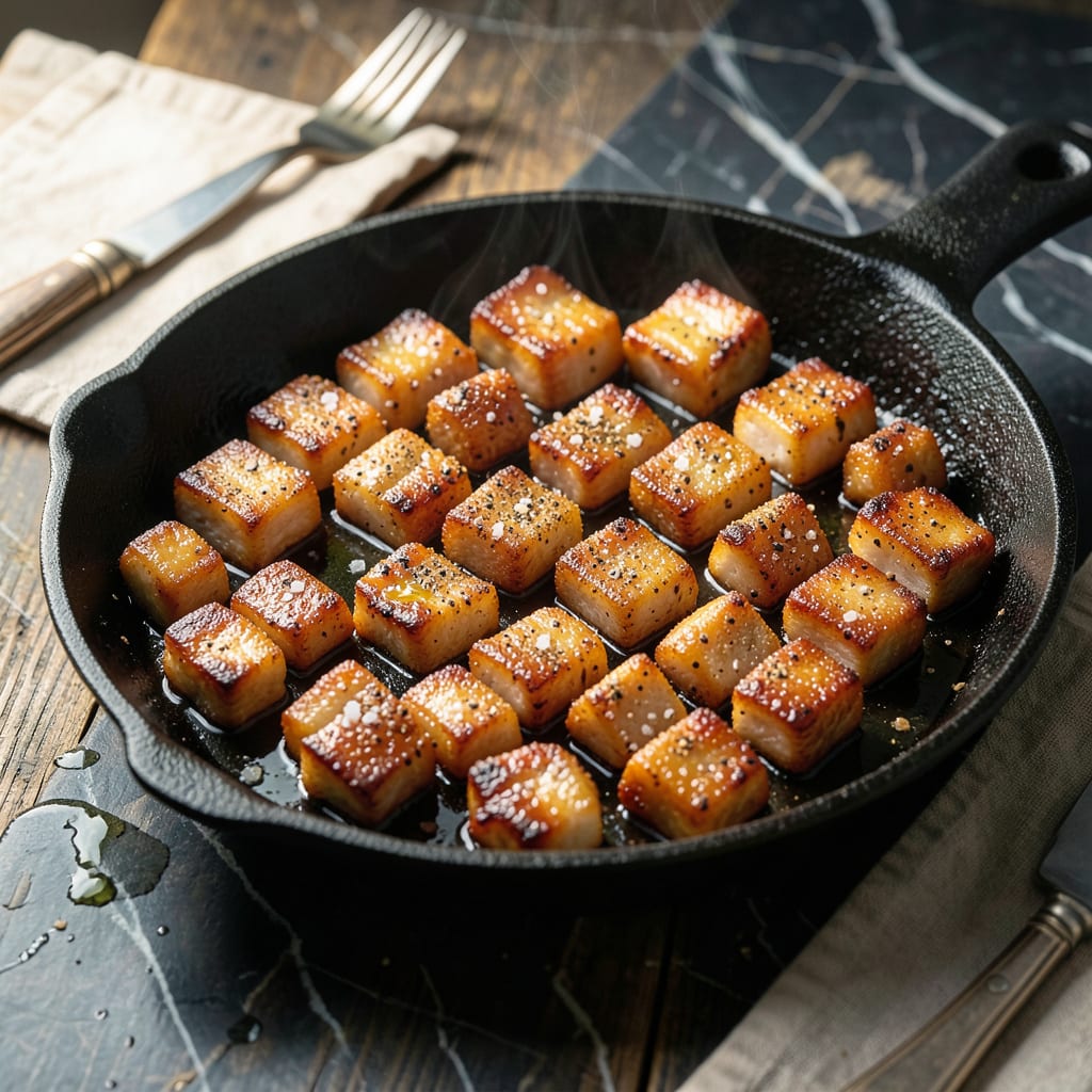 Fried Pork Fat Recipe: Crispy Crackling Golden Bites illustration with key details