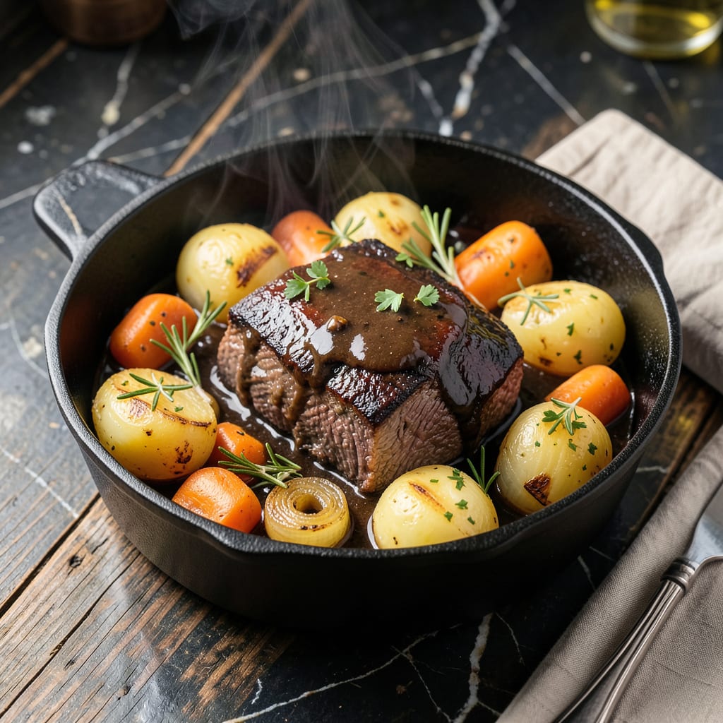 Visual representation of Guinness Pot Roast Recipe Crock Pot: Beer Braised Beef With Root Vegetables