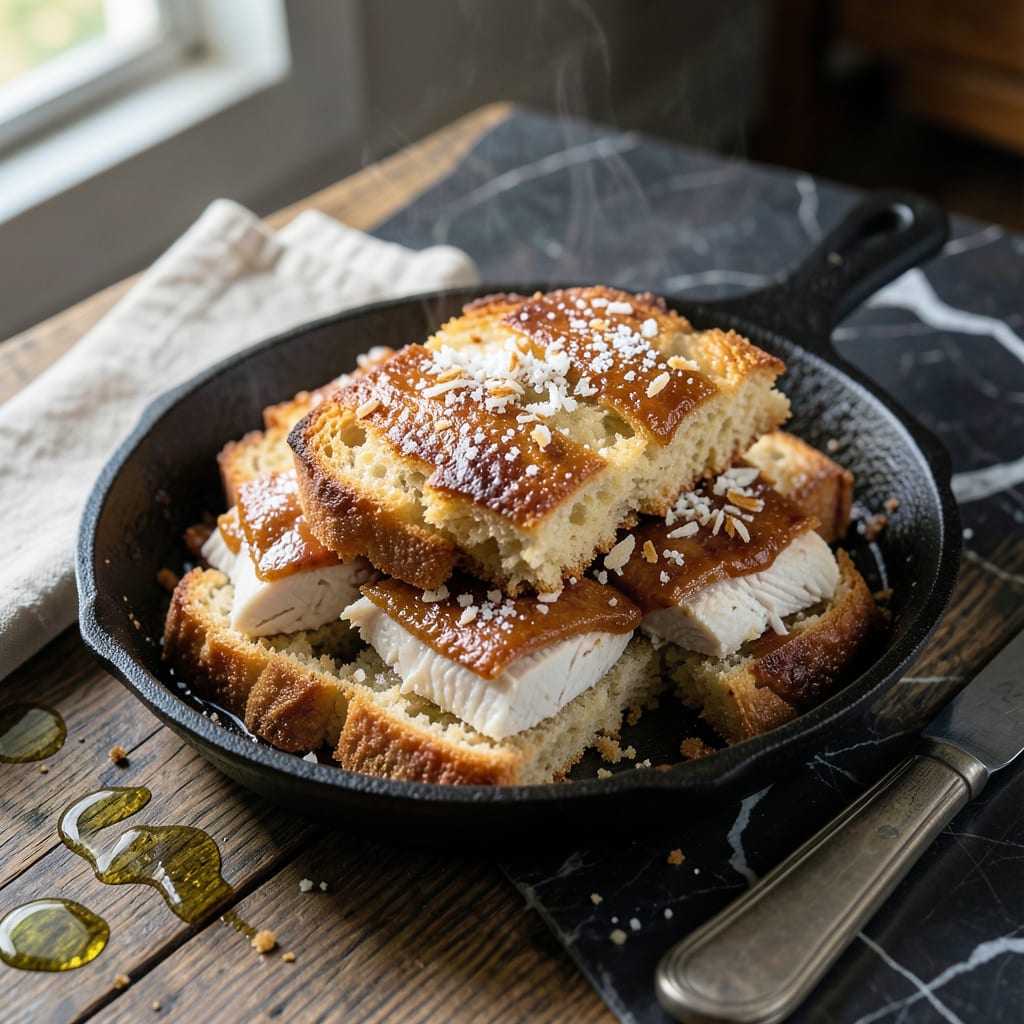 Guyanese Pot Bake Recipe: Crispy Coconut Topped Casserole example with annotations