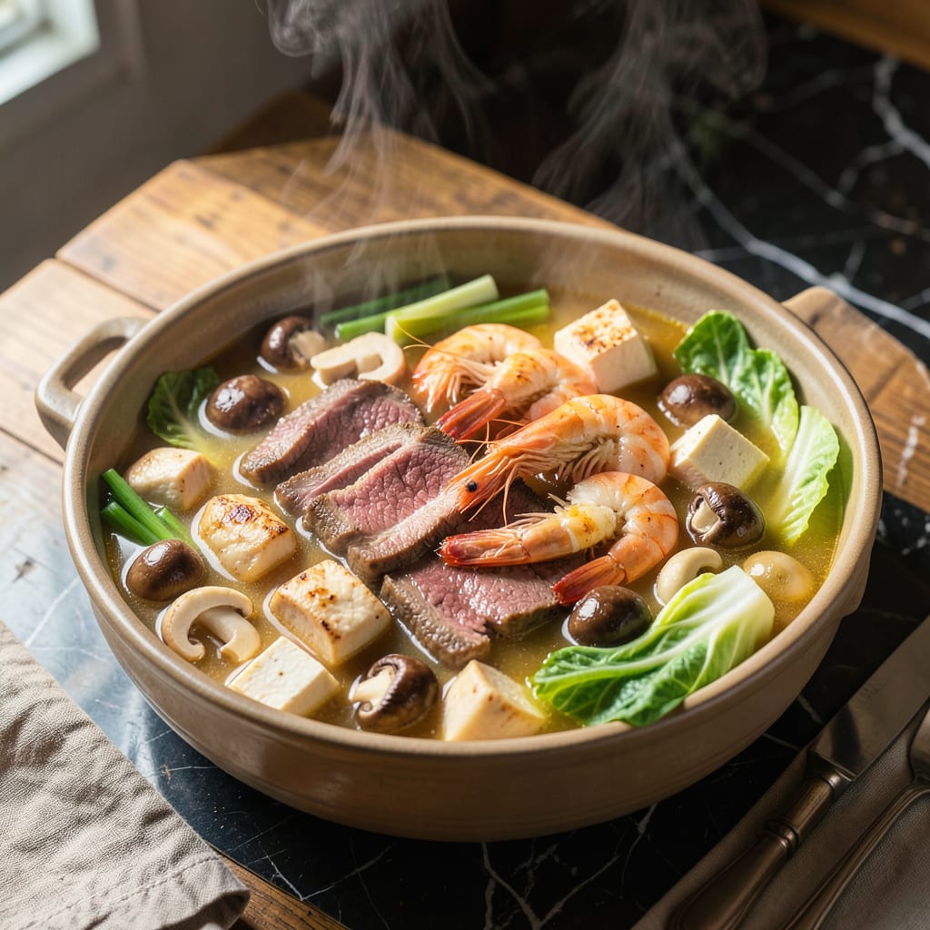 Homemade Hot Pot Recipe: DIY Broth and Dippable Delights illustration with key details