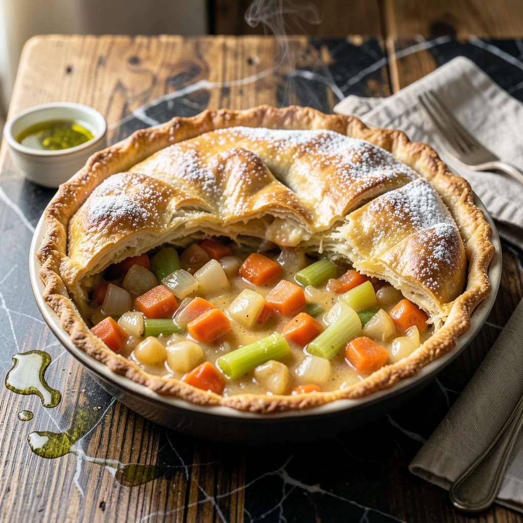Comprehensive Homemade Vegetable Pot Pie Recipe: Flaky Pastry Hugging Garden Freshness visual reference