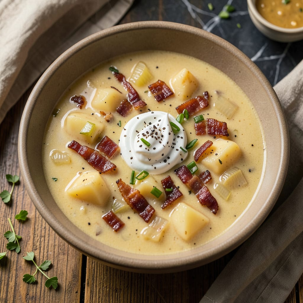Visual representation of Houlihan's Potato Soup Recipe: Creamy Comfort in Every Spoonful