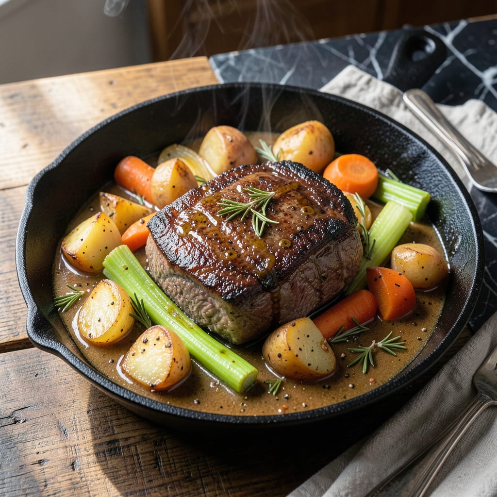Visual representation of insta pot pot roast recipe