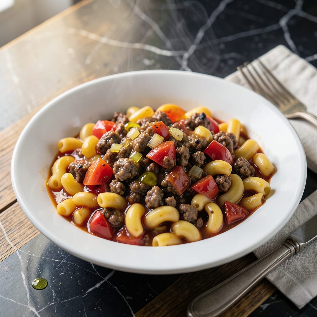 Visual representation of Instant Pot Old Fashioned Goulash Recipe: Nostalgic One Pot Comfort