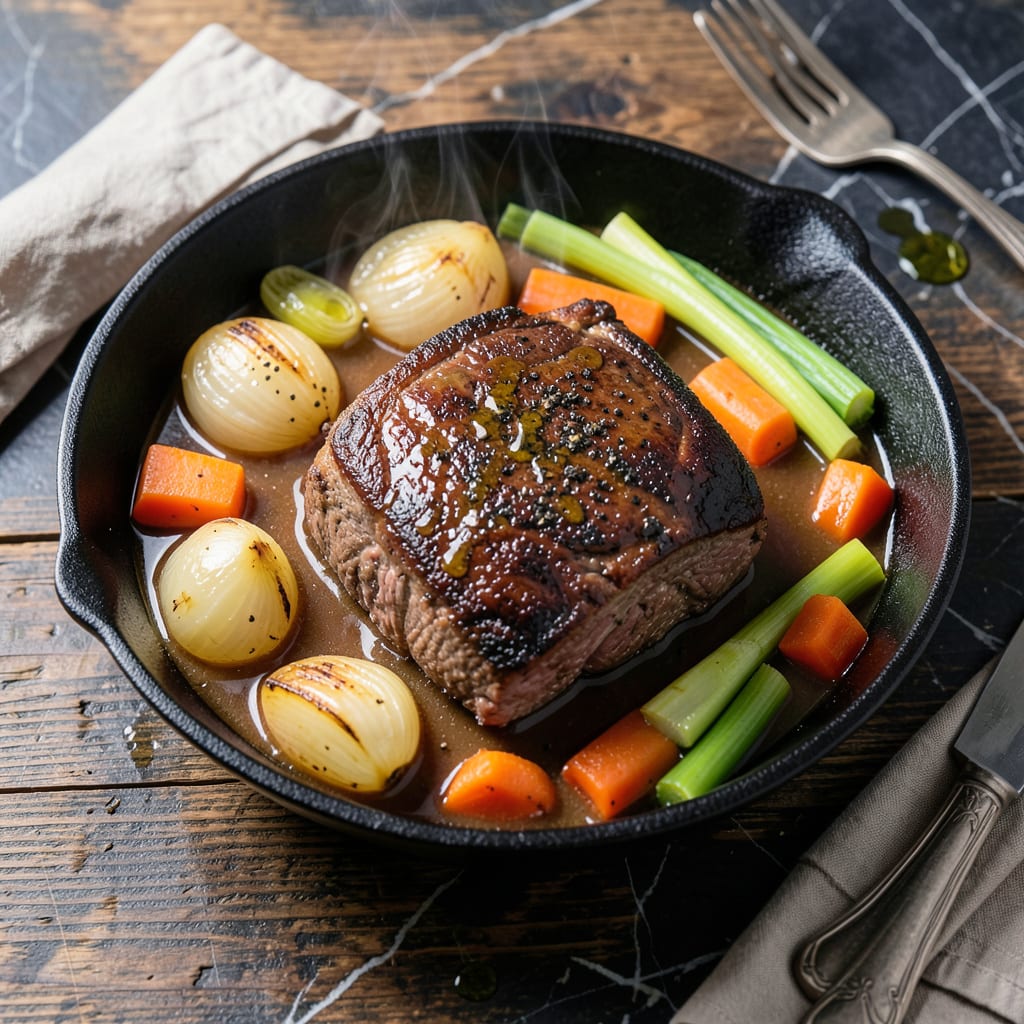 instant pot slow cooker pot roast recipe example with annotations
