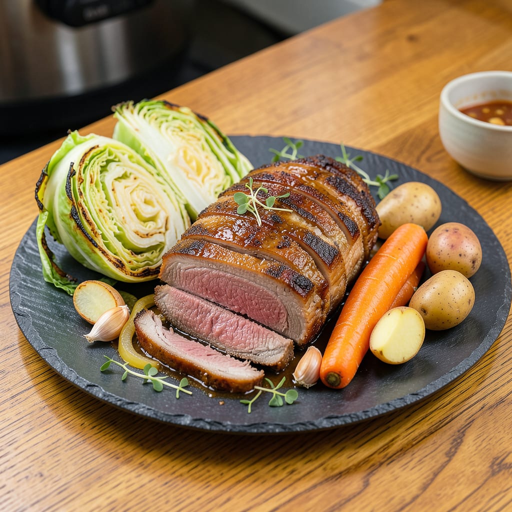 Instapot Corned Beef and Cabbage Recipe: Tender Meat in Half the Time example with annotations