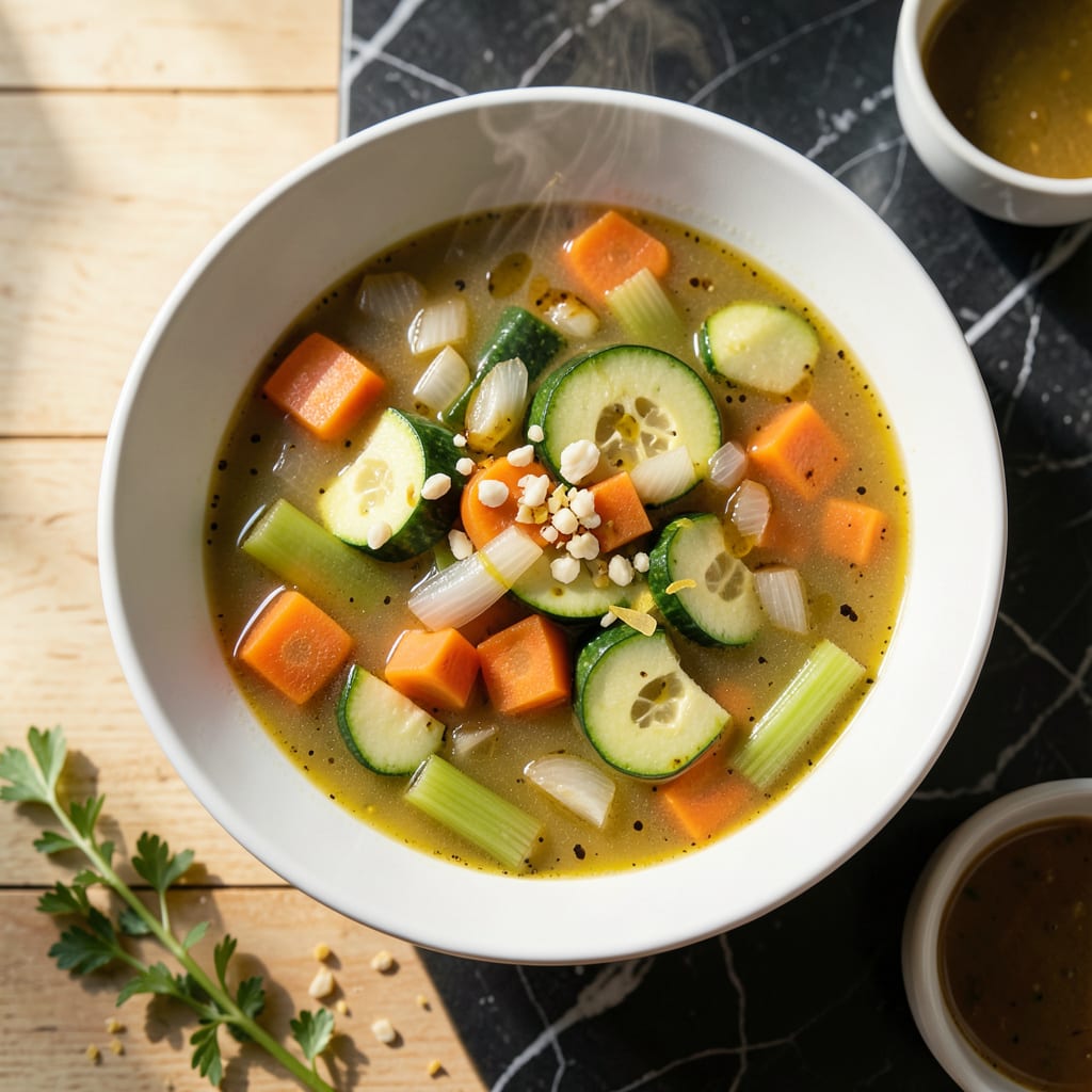 JJ Smith Fat Flush Soup Recipe: Detoxifying Veggie Packed Bowl illustration with key details