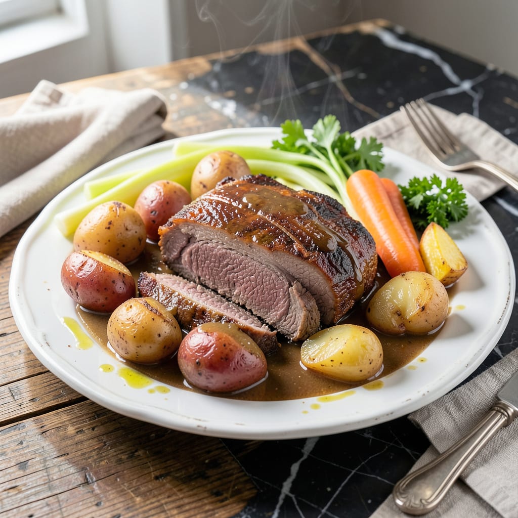 Juicy Pot Roast Recipe Crock Pot: Hands Off Sunday Supper with Fall Off The Bone Tenderness example with annotations