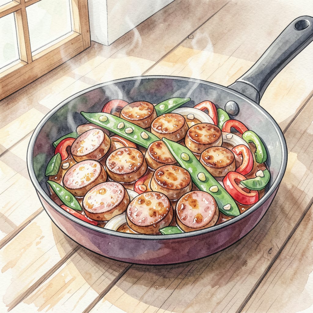 Kielbasa Stir Fry Recipe: Sizzling Sausage and Veggie Delight example with annotations