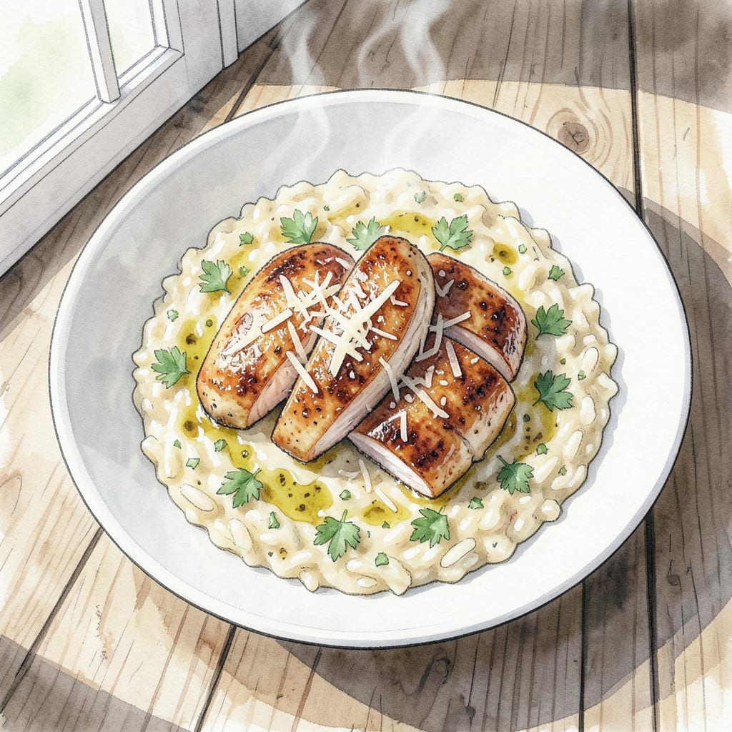 Knorr Garlic Parmesan Chicken Risotto Recipe: Creamy One Pot Wonder example with annotations