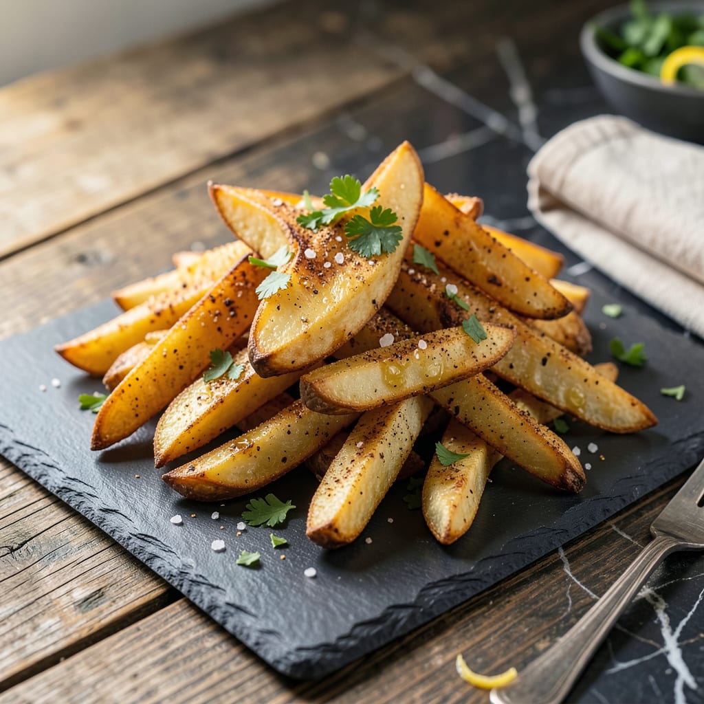 Lee's Famous Potato Wedges Recipe: Crispy Outside, Fluffy Inside illustration with key details