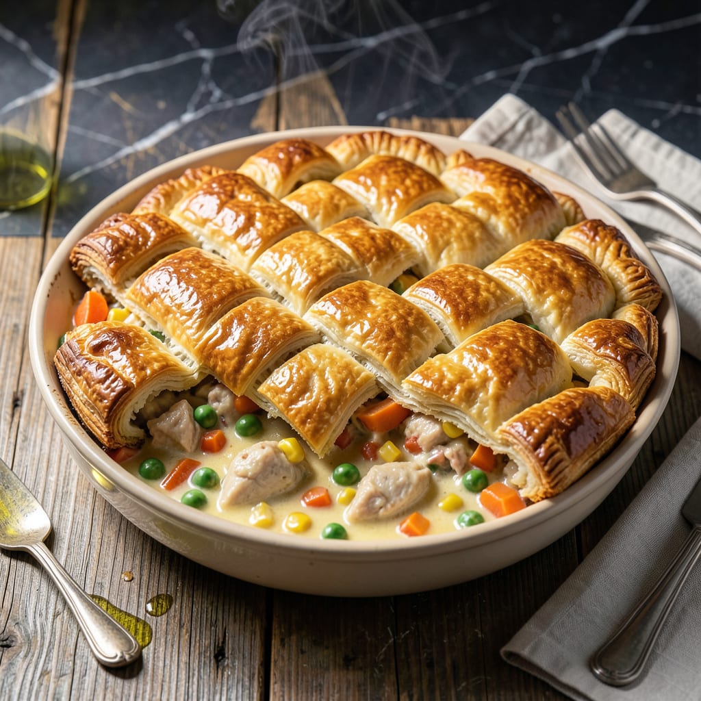Leftover Pot Pie Recipe: Flaky Crust Revival for Savory Leftovers illustration with key details