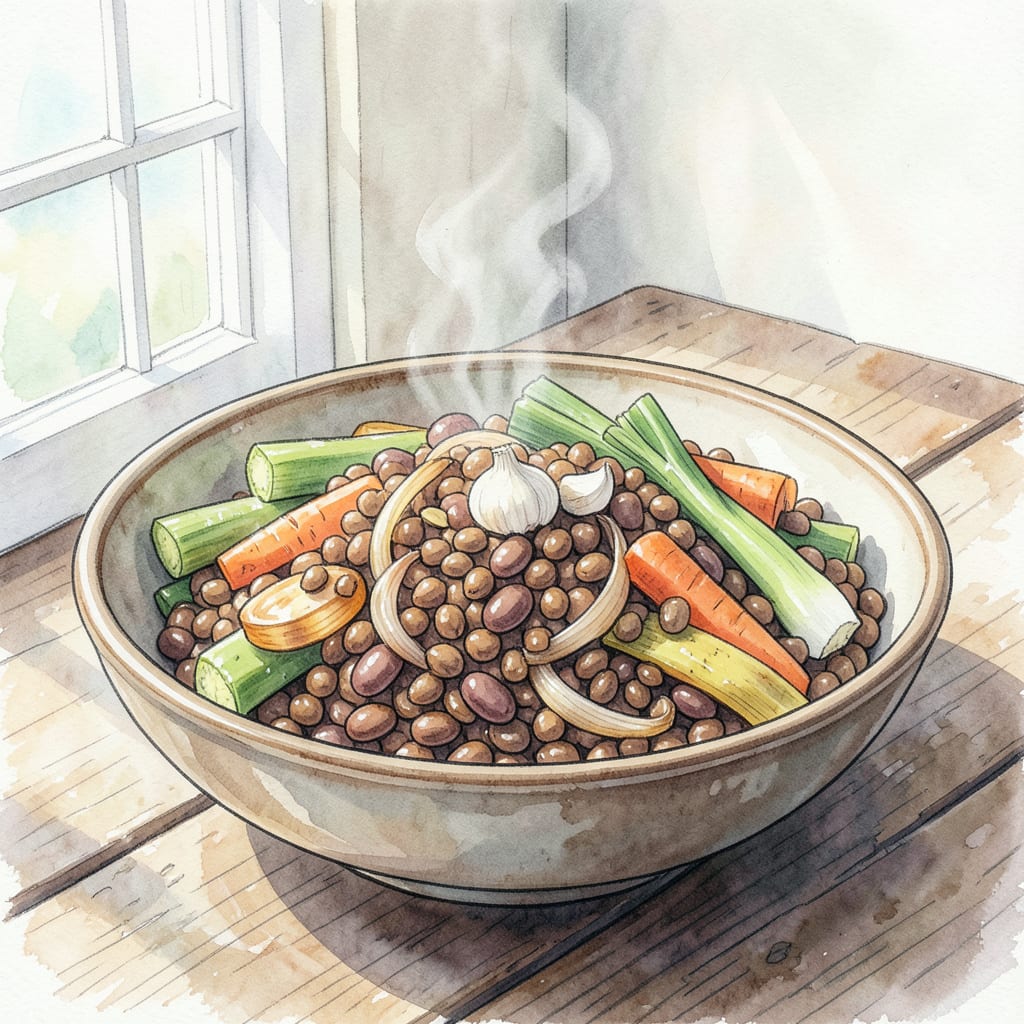 Visual representation of lentil bean recipe