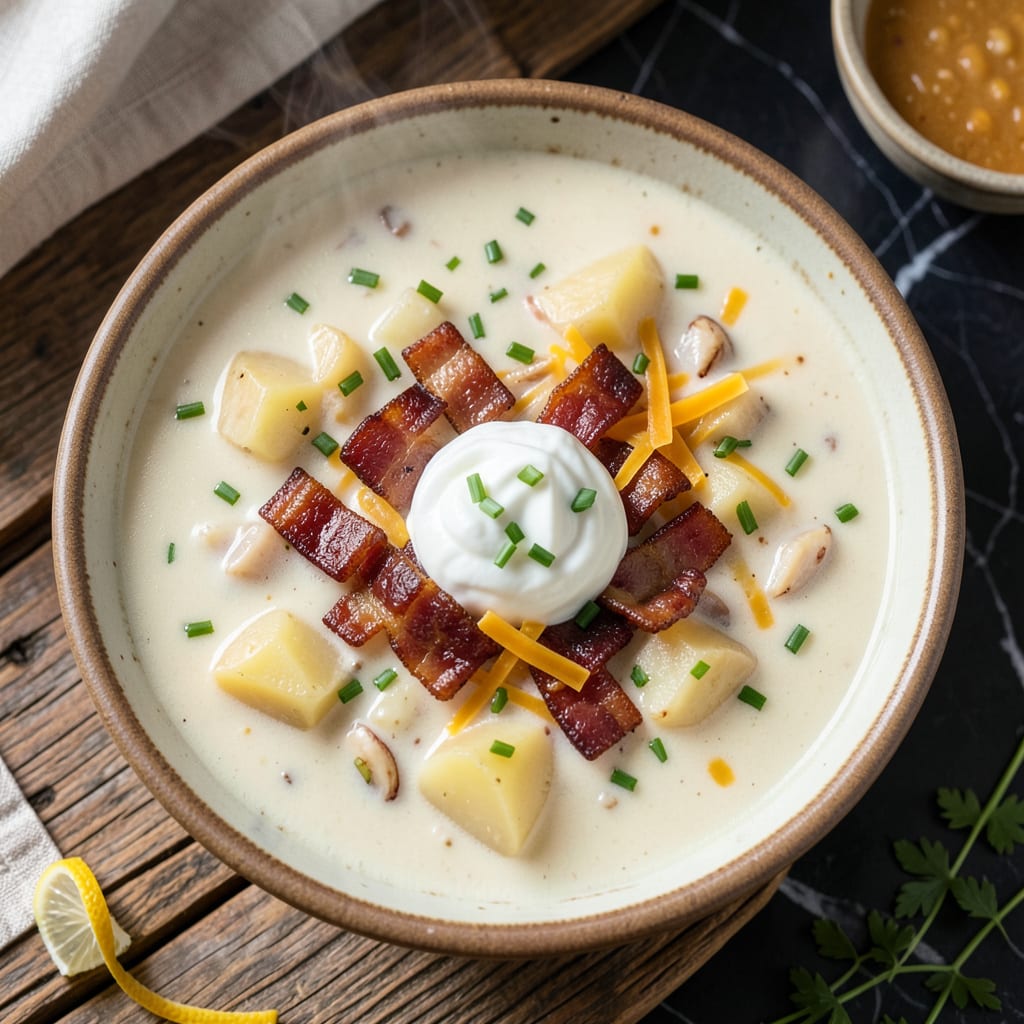 Loaded Potato Soup Recipe: Creamy, Cheesy Comfort in Every Bite illustration with key details
