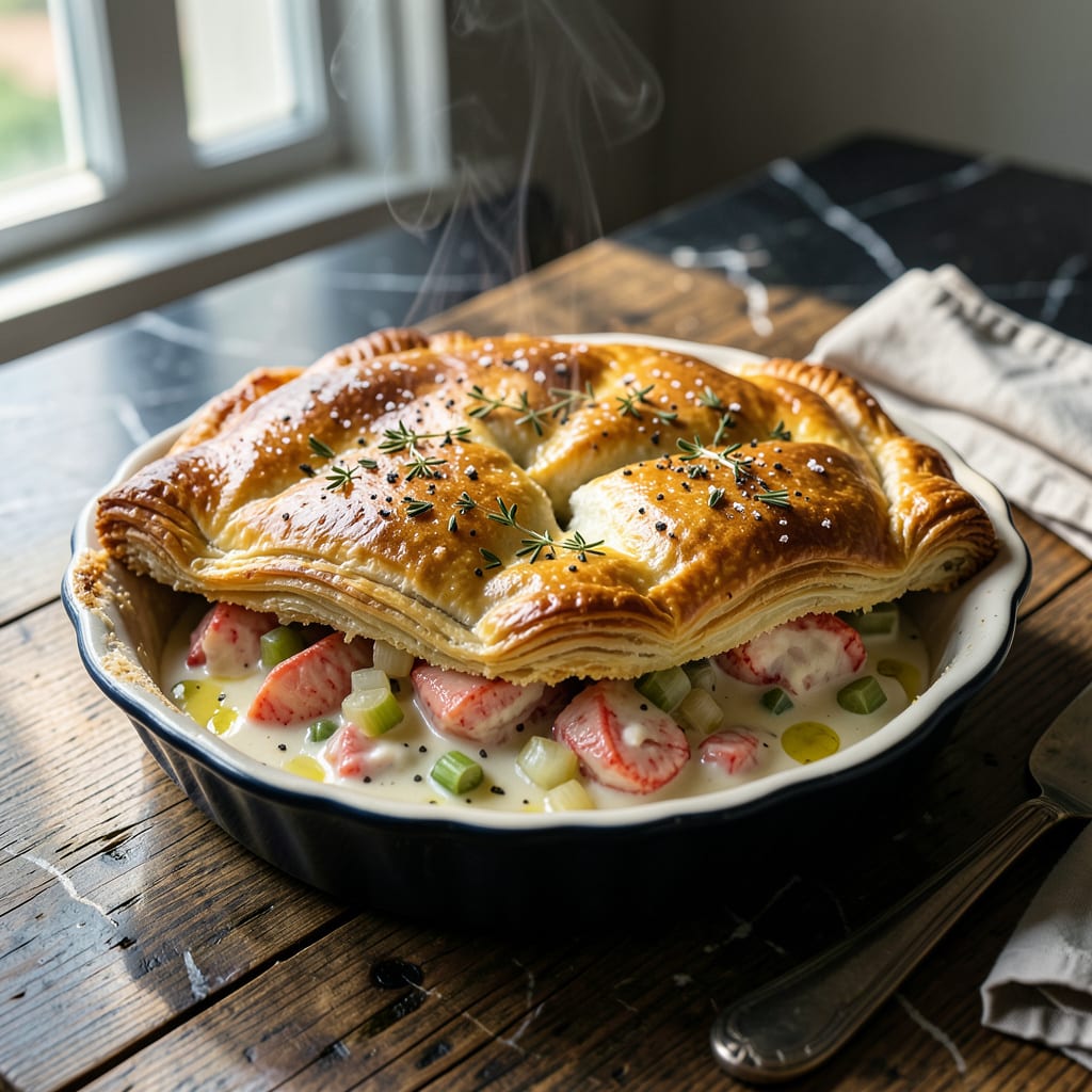 Visual representation of lobster pot pie recipe