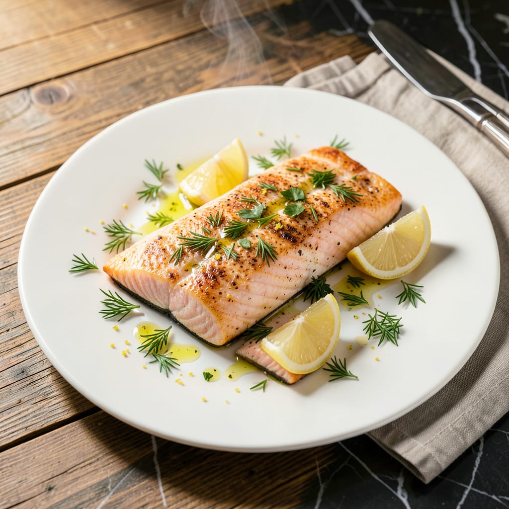 Complete Low Fat Baked Salmon Recipe: Flaky and Light With Lemon Zest overview image