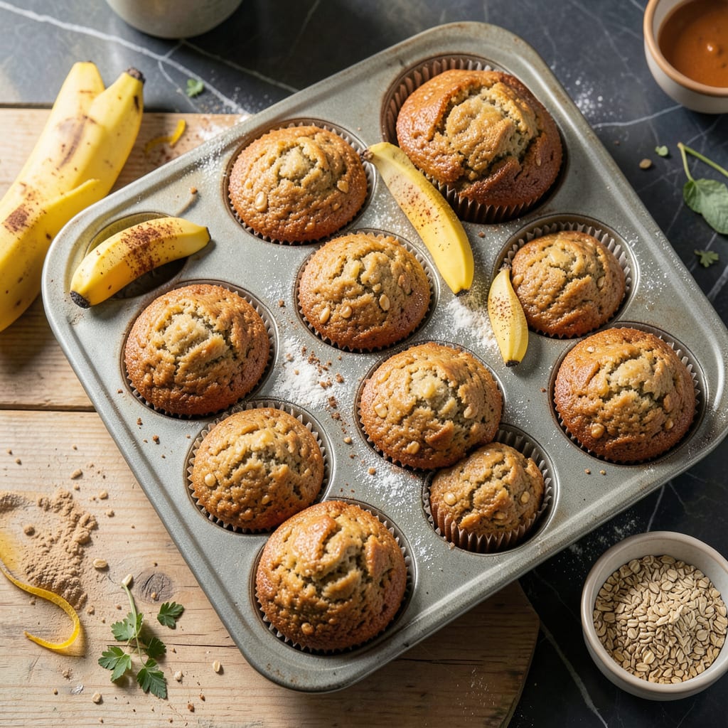 Low Fat Banana Bran Muffin Recipe: Moist Bites With Hidden Fiber example with annotations
