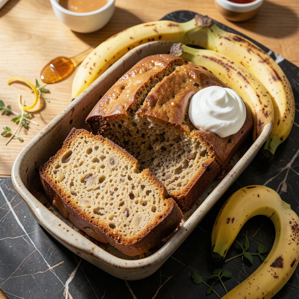 Low Fat Banana Bread Recipe With Yogurt: Moist and Light With Greek Yogurt Twist example with annotations