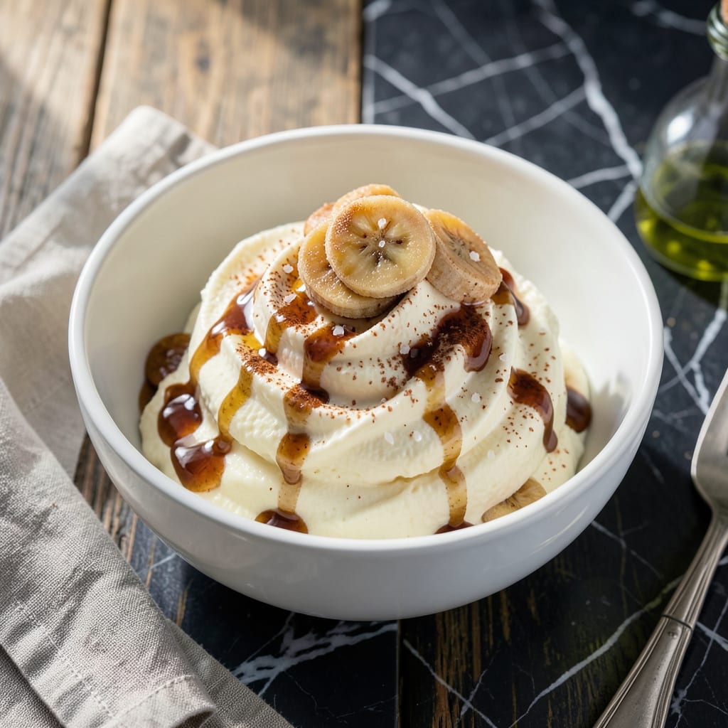 Low Fat Banana Ice Cream Recipe: Blended Frozen Banana Magic illustration with key details