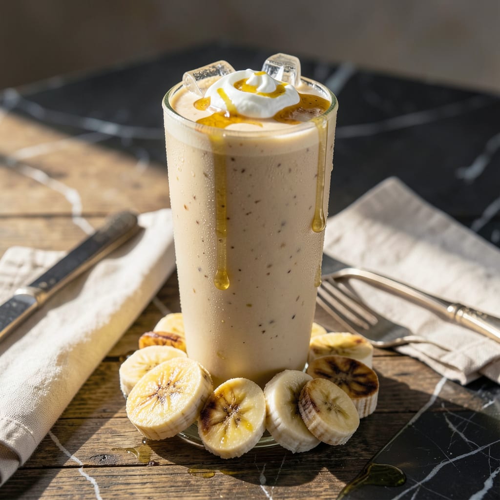 Low Fat Banana Milkshake Recipe: Silky Smooth and Naturally Sweet illustration with key details