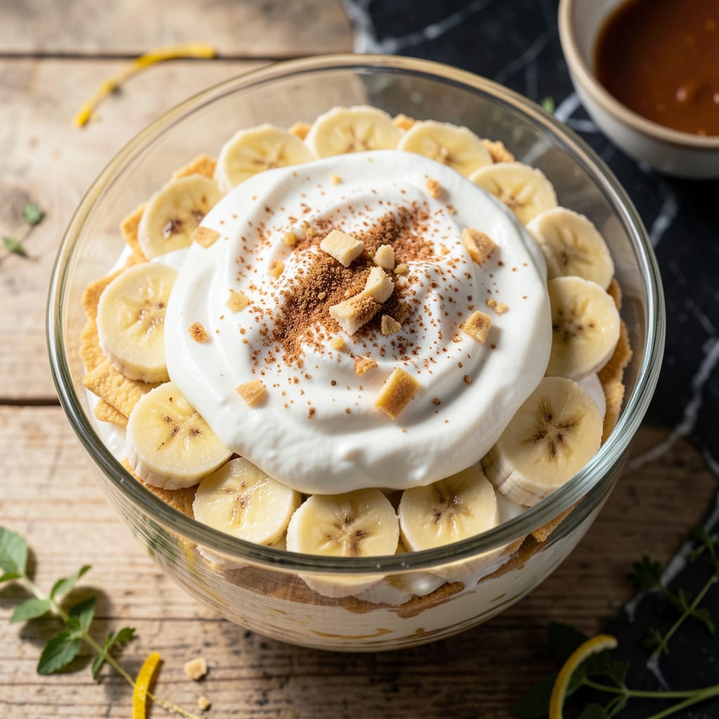 Low Fat Banana Pudding Recipe From Scratch: Layers of Vanilla and Wafer Crunch detailed visual guide