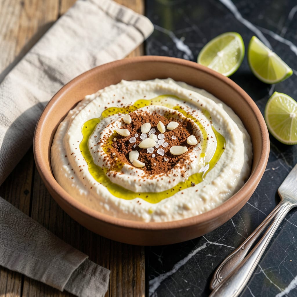 low fat bean dip recipe illustration with key details