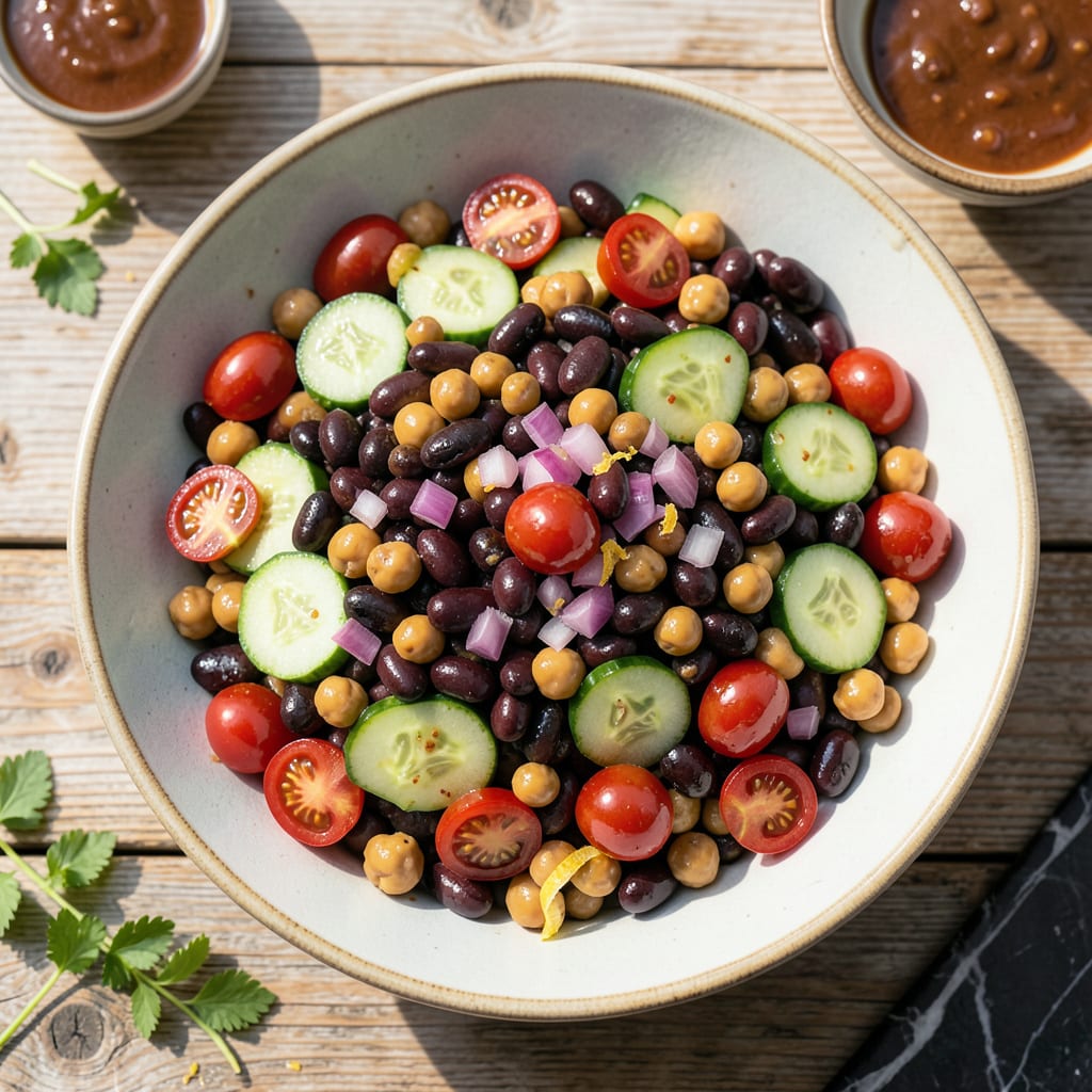 Low Fat Bean Salad Recipe: Protein Packed Mediterranean Medley example with annotations