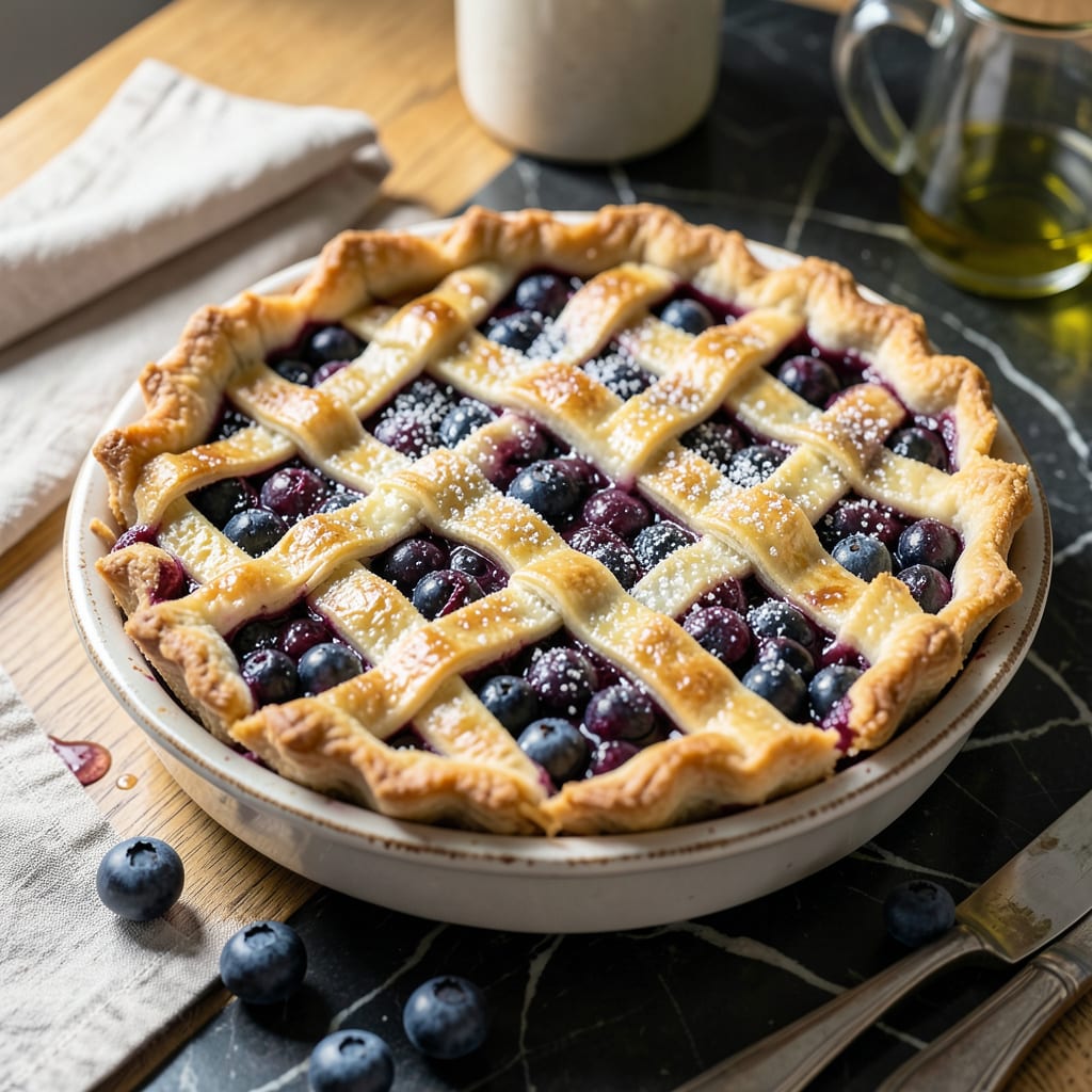 Visual representation of Low Fat Blueberry Pie Recipe: Bursting Berry Goodness Without Compromise