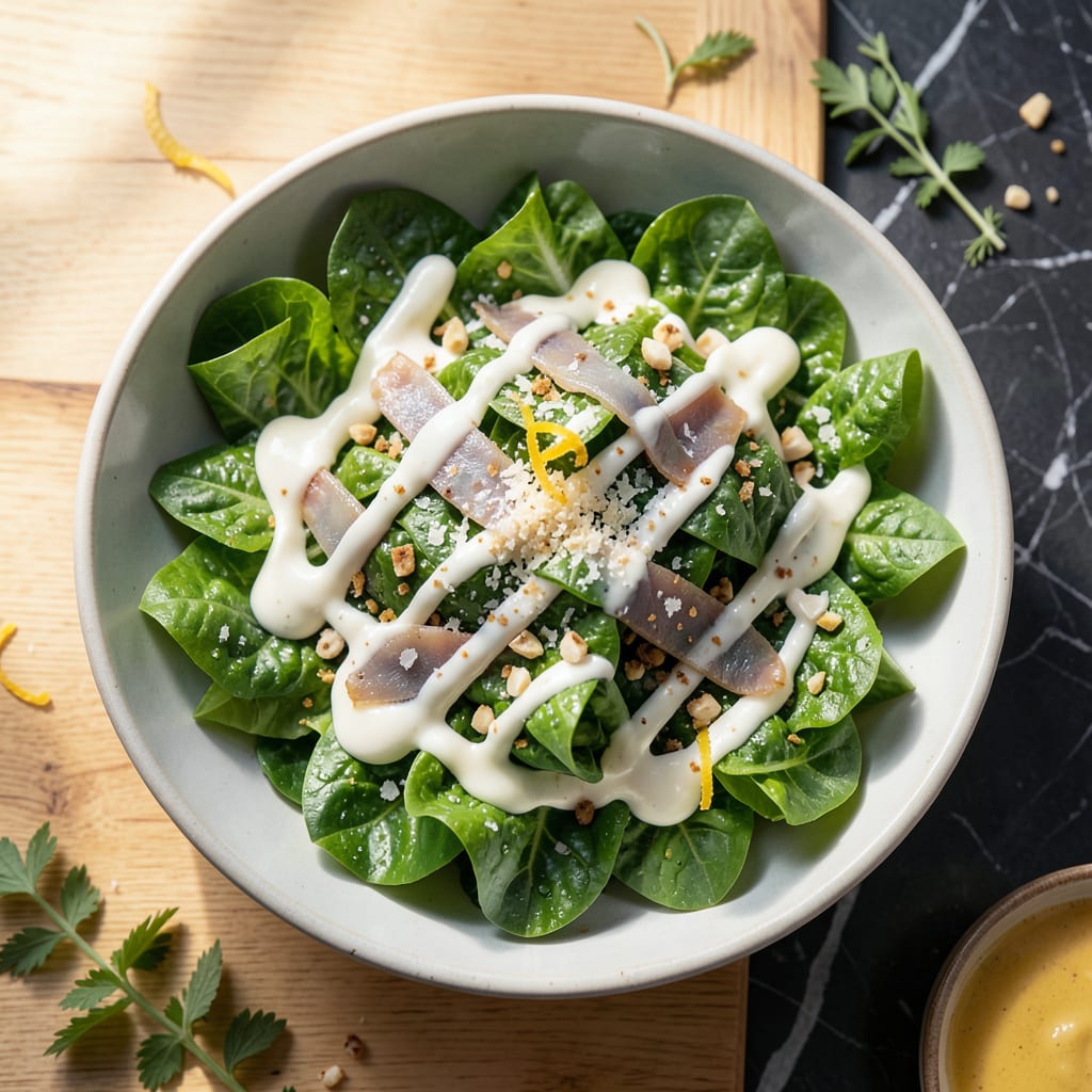 Visual representation of Low Fat Caesar Salad Recipe: Zesty Parmesan Dressing Without the Guilt