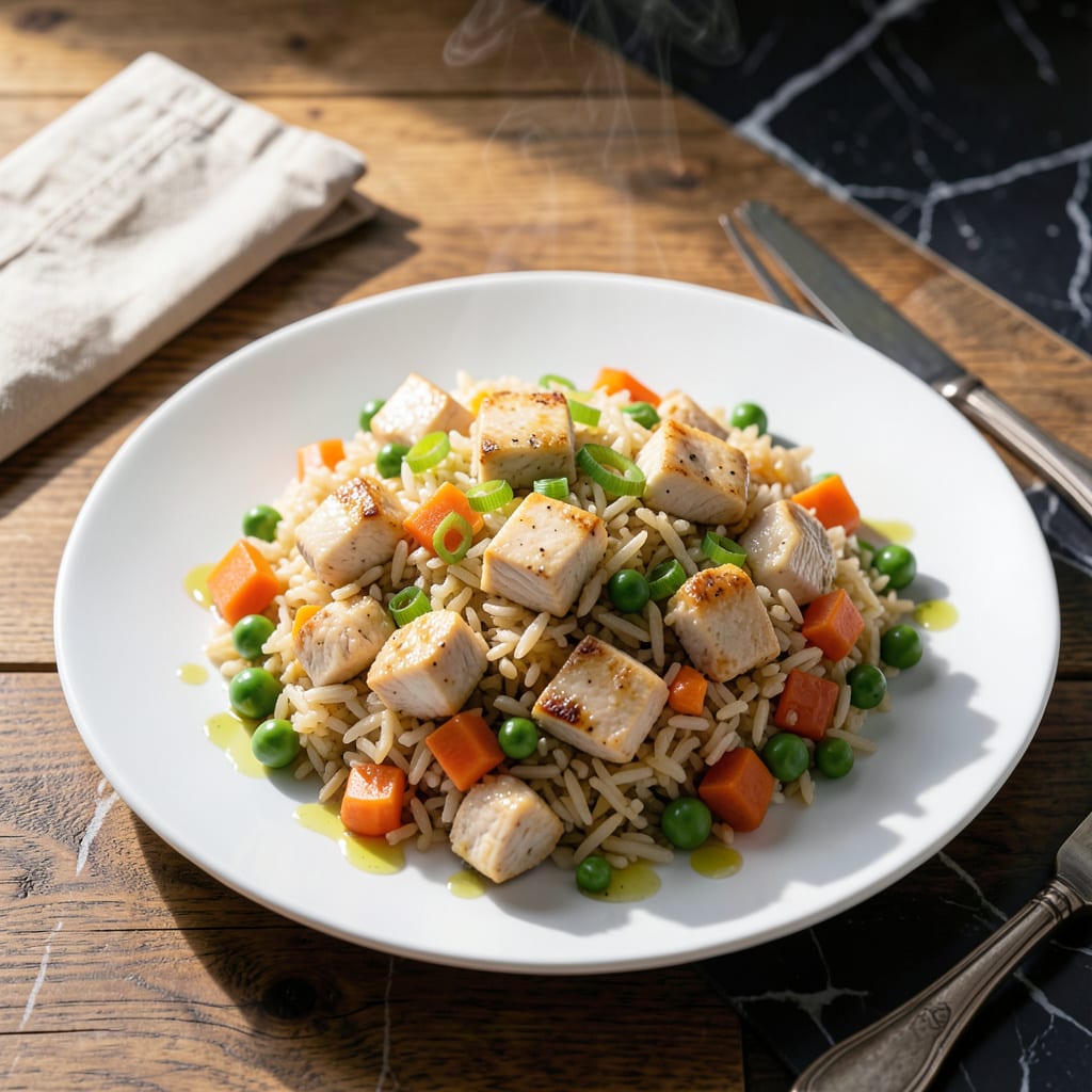 Visual representation of Low Fat Chicken Fried Rice Recipe: Savory Wok Magic Without the Guilt