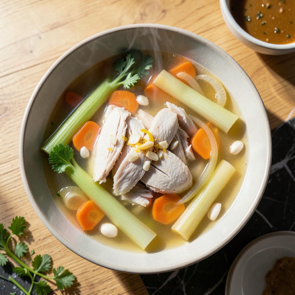 Low Fat Chicken Soup Recipe: Light Yet Satisfying Bowl example with annotations