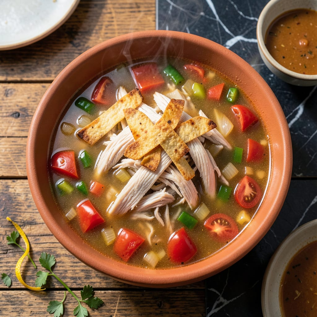 low fat chicken tortilla soup recipe example with annotations