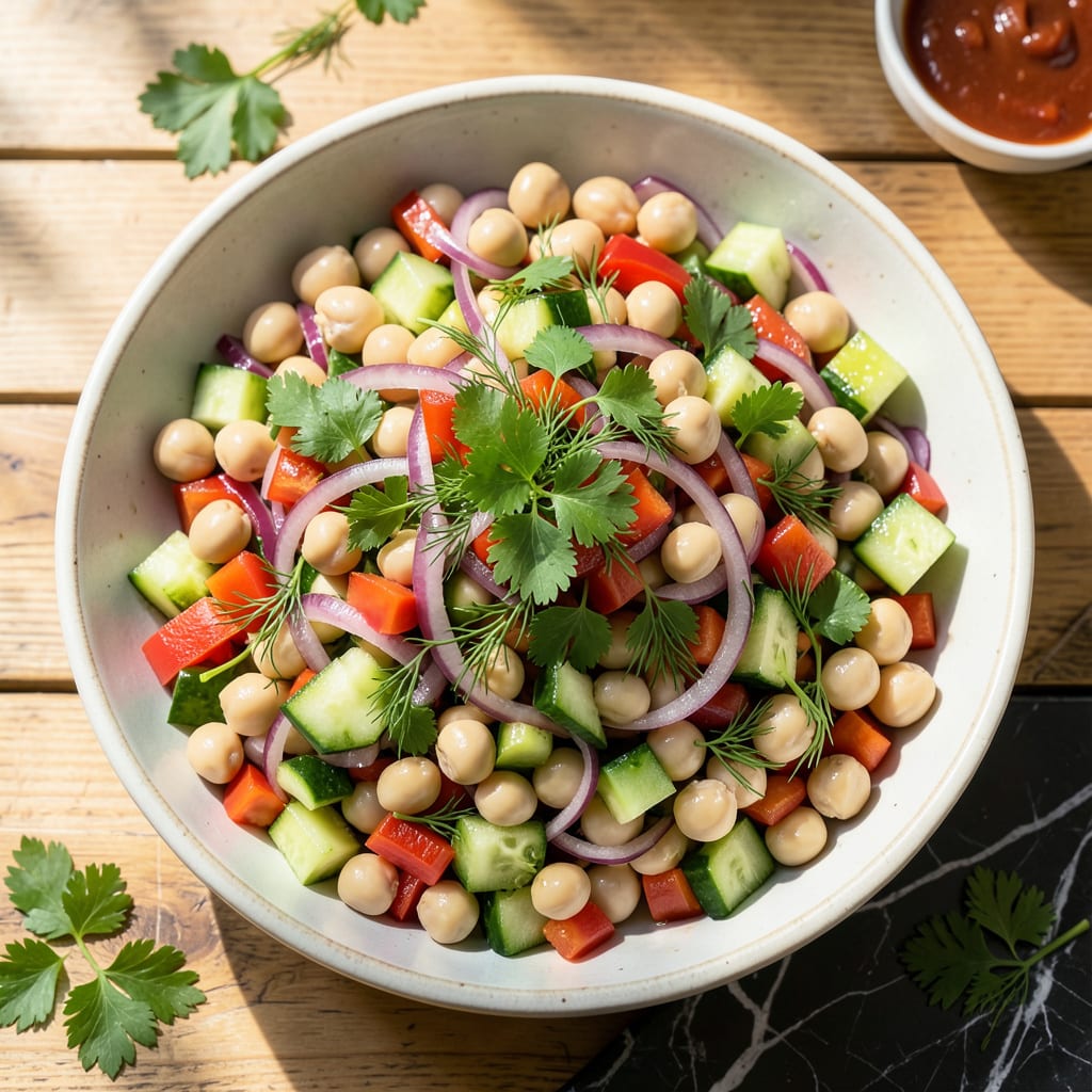 Low Fat Chickpea Salad Recipe: Mediterranean Freshness With No Mayo