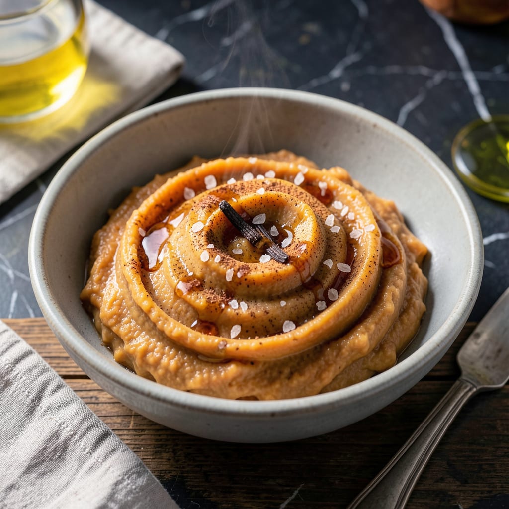 Low Fat Mashed Sweet Potato Recipe: Naturally Sweet With Cinnamon Swirl illustration with key details