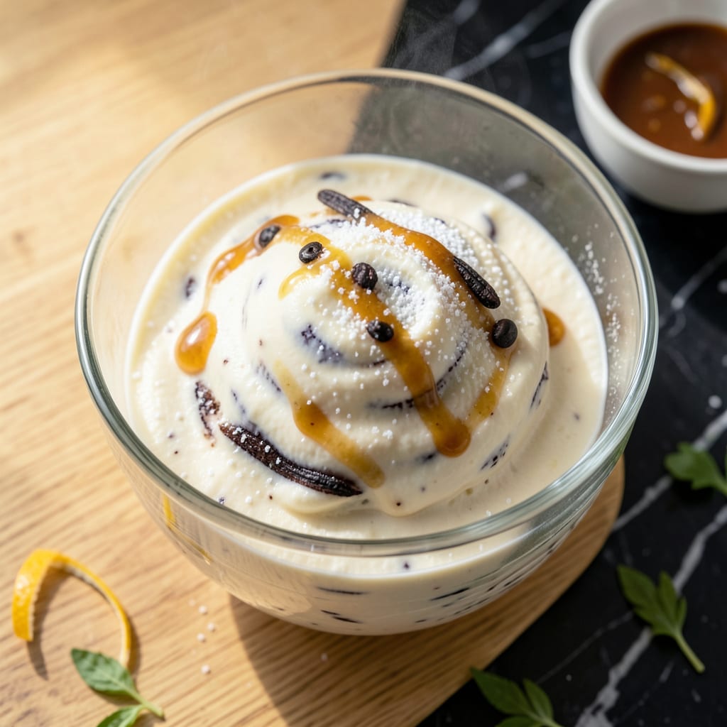 Low Fat No Churn Ice Cream Recipe: Light and Silky Frozen Indulgence illustration with key details