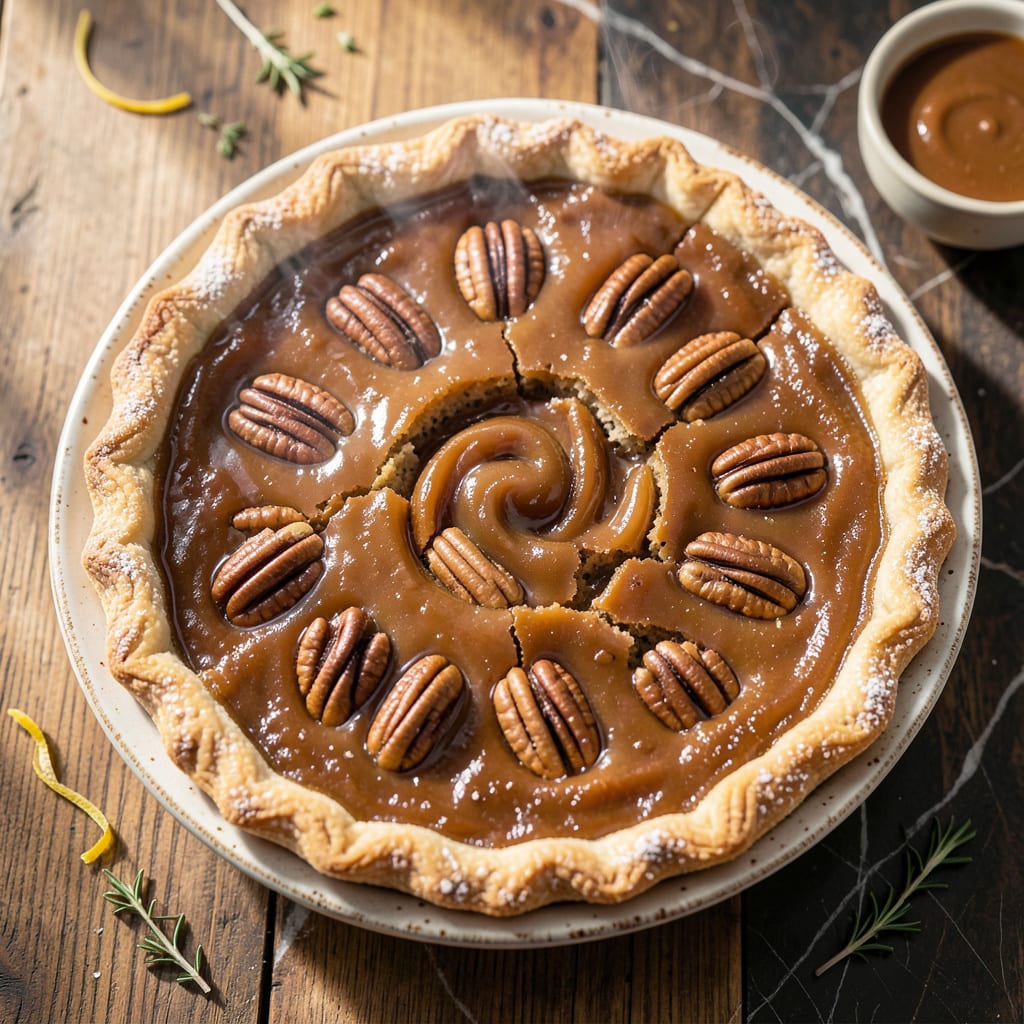 Low Fat Pecan Pie Recipe: Sweet Nuttiness With Half the Butter example with annotations