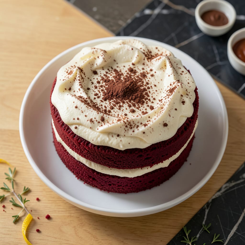 Low Fat Red Velvet Cake Recipe: Rich Flavor Without The Butter example with annotations