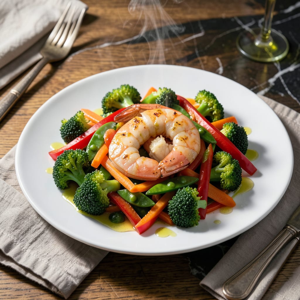Visual representation of Low Fat Shrimp Stir Fry Recipe: Lightning Quick Wok Magic With Fresh Veggies