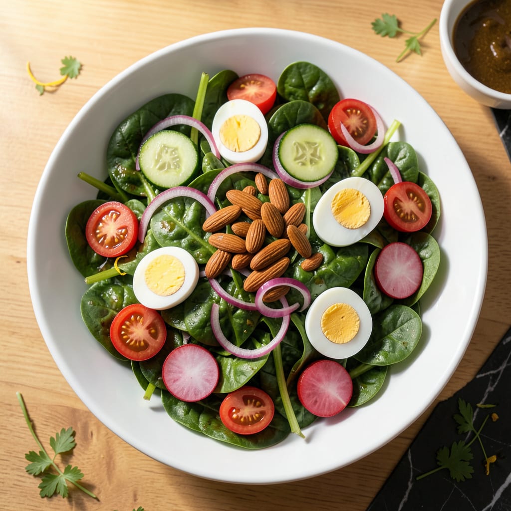 Comprehensive low fat spinach salad recipe visual reference