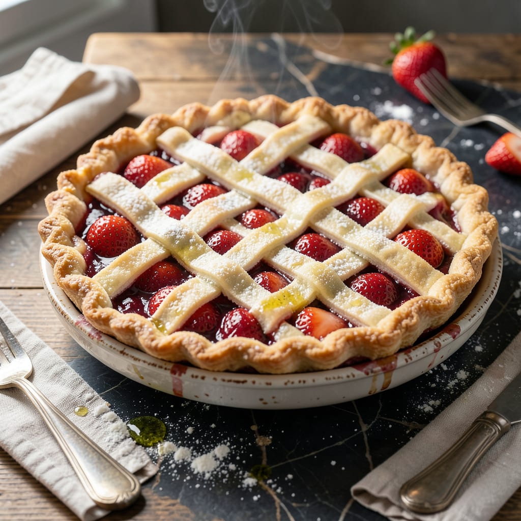 Low Fat Strawberry Pie Recipe: Lattice Crust With Fresh Berry Burst detailed visual guide