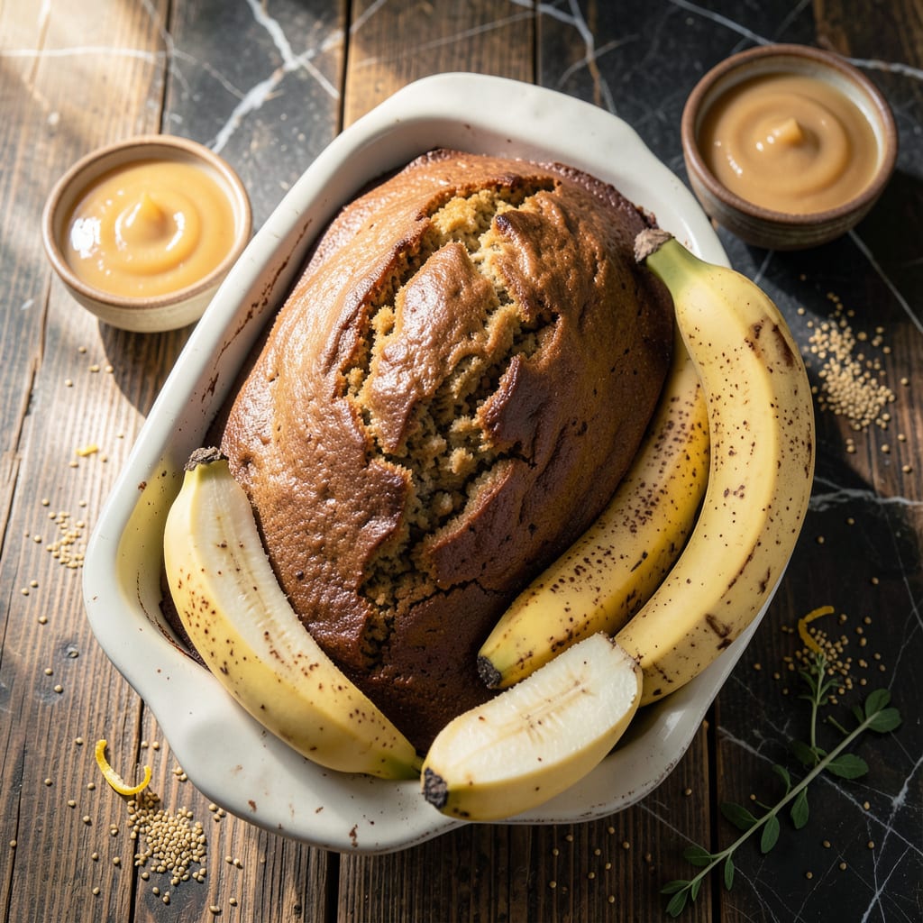 Low Fat Sugar Free Banana Bread Recipe: Moist and Flavorful Without the Guilt example with annotations