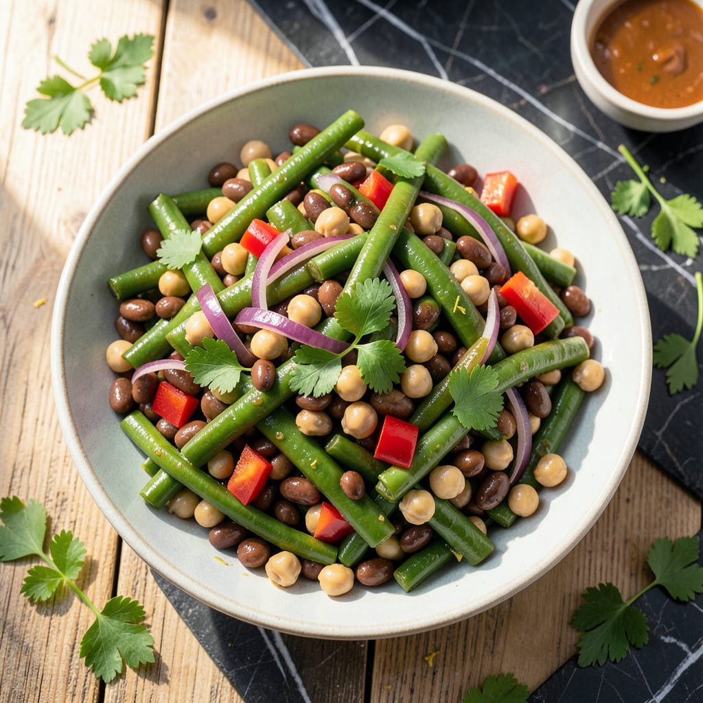 Complete Low Fat Three Bean Salad Recipe: Tangy Herb Infused Crunch Without Mayo overview image