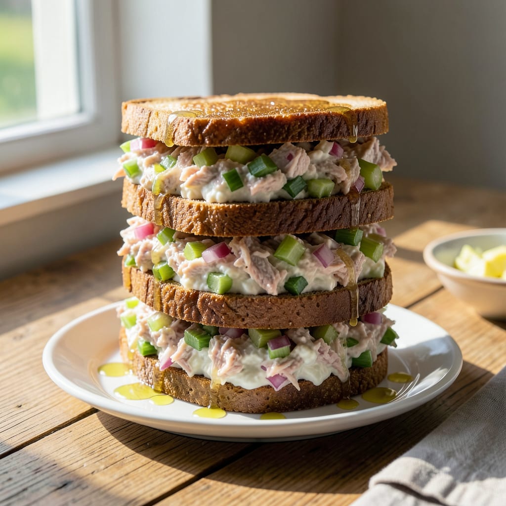 Low Fat Tuna Salad Sandwich Recipe: Greek Yogurt Brightness With Crisp Veggies example with annotations