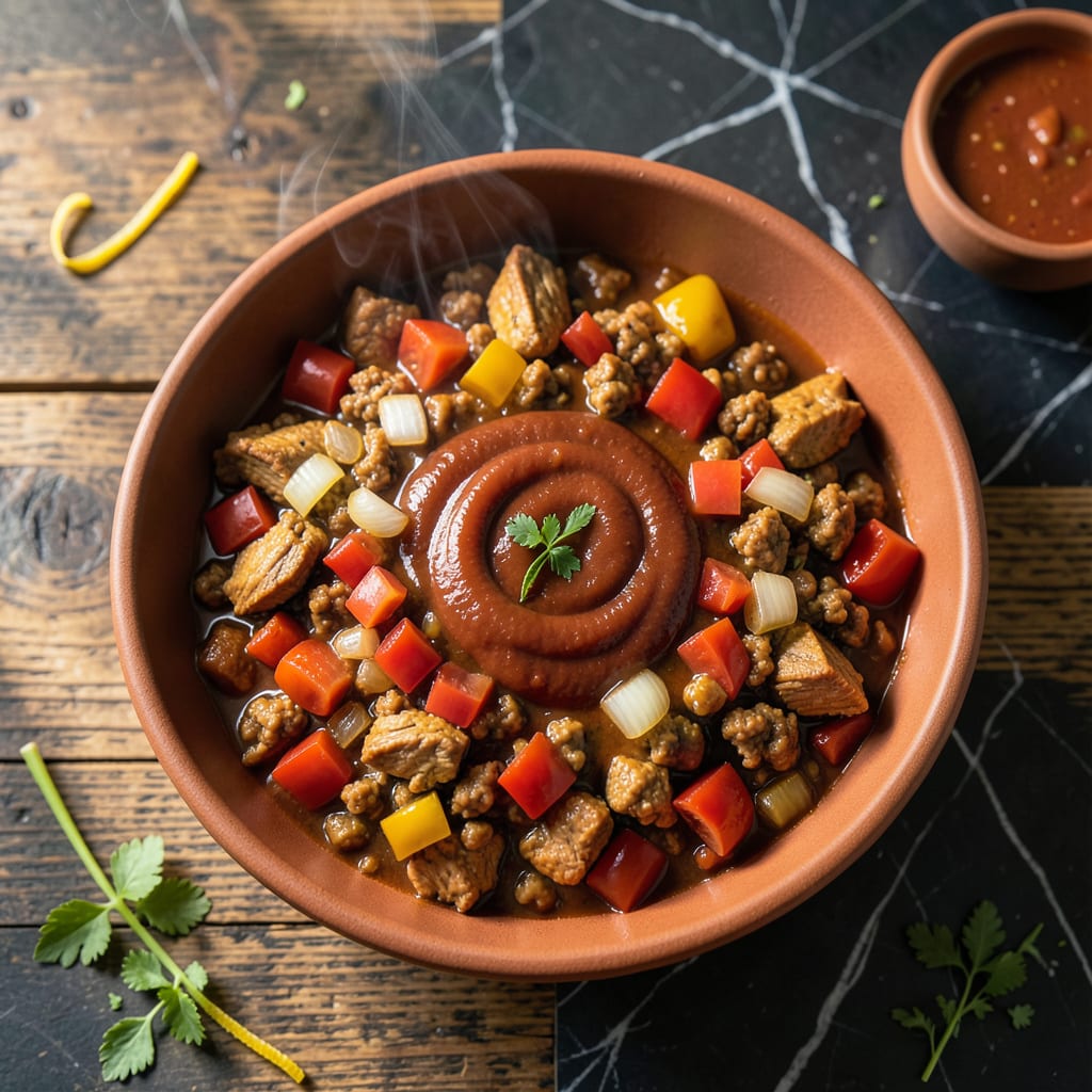 low fat turkey chili recipe illustration with key details