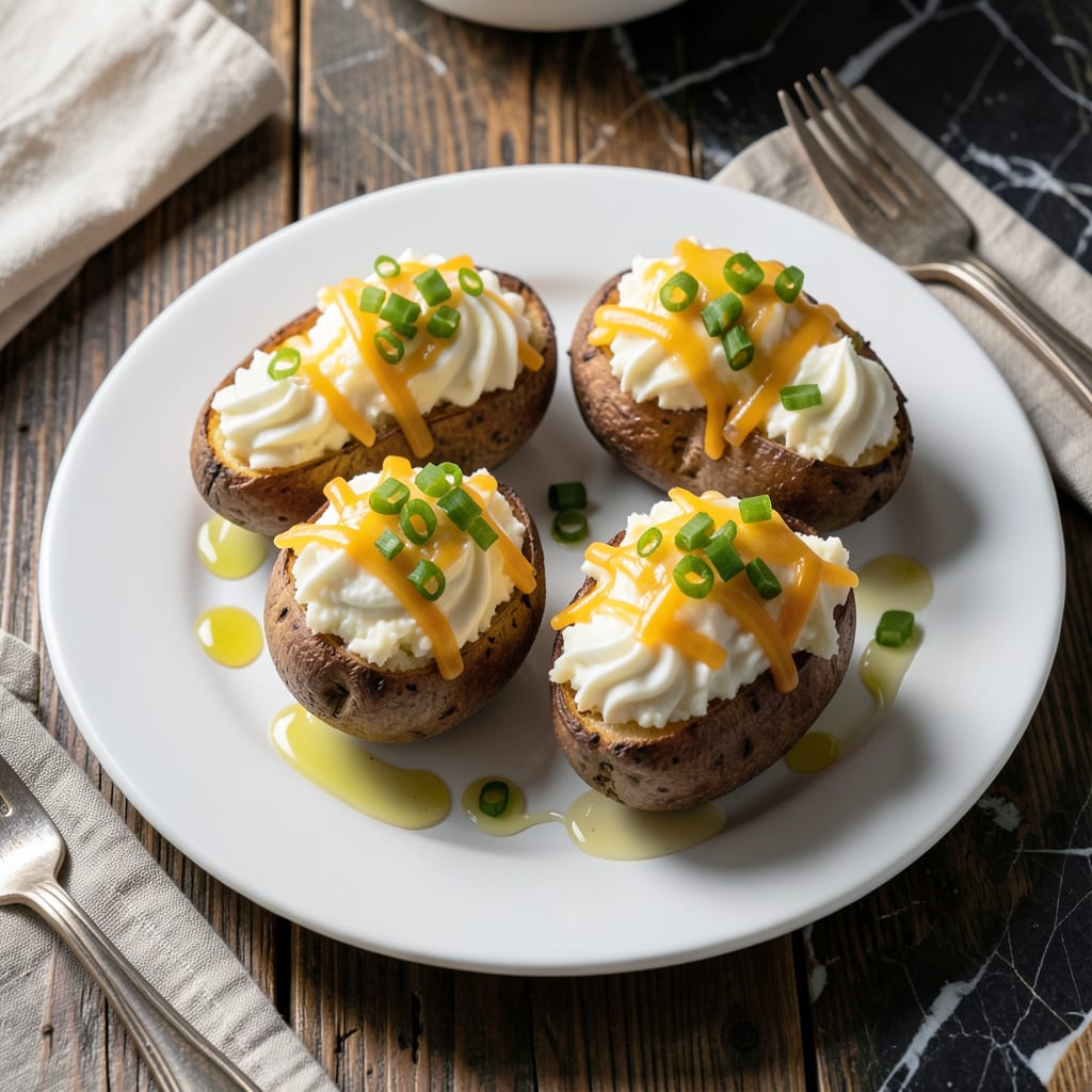 Visual representation of low fat twice baked potato recipe