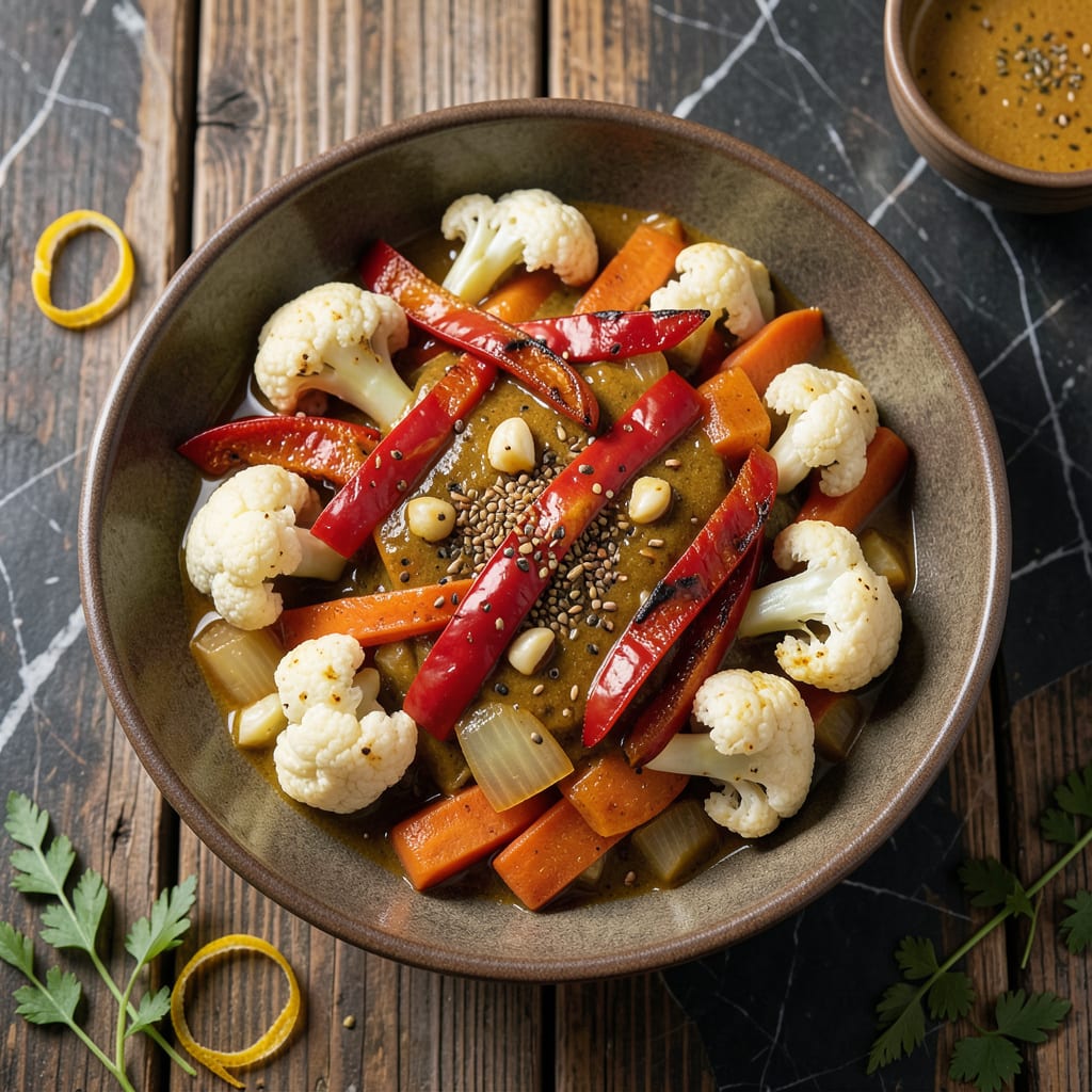 Low Fat Veg Curry Recipe: Spiced Aromatic Bowl Without the Oil example with annotations