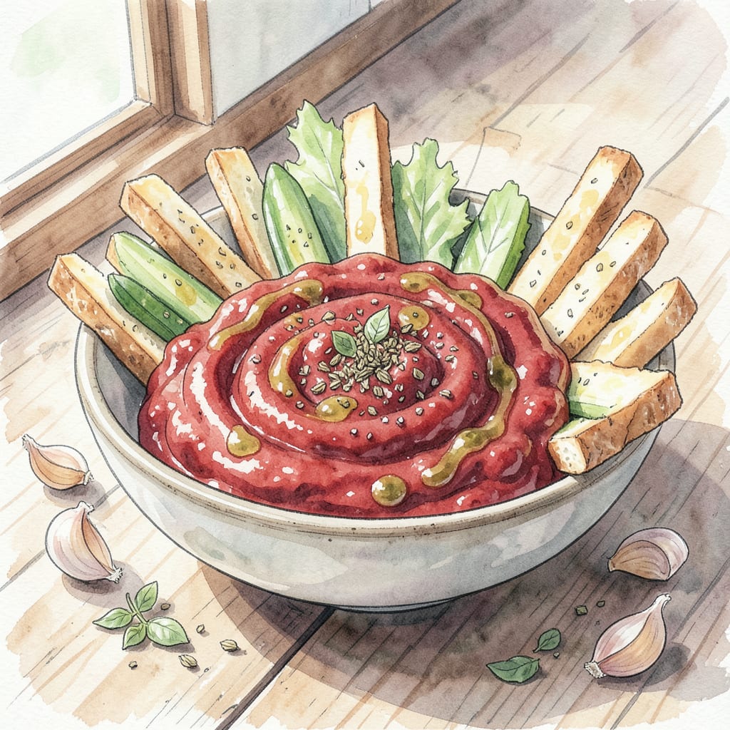 marinara dip recipe example with annotations