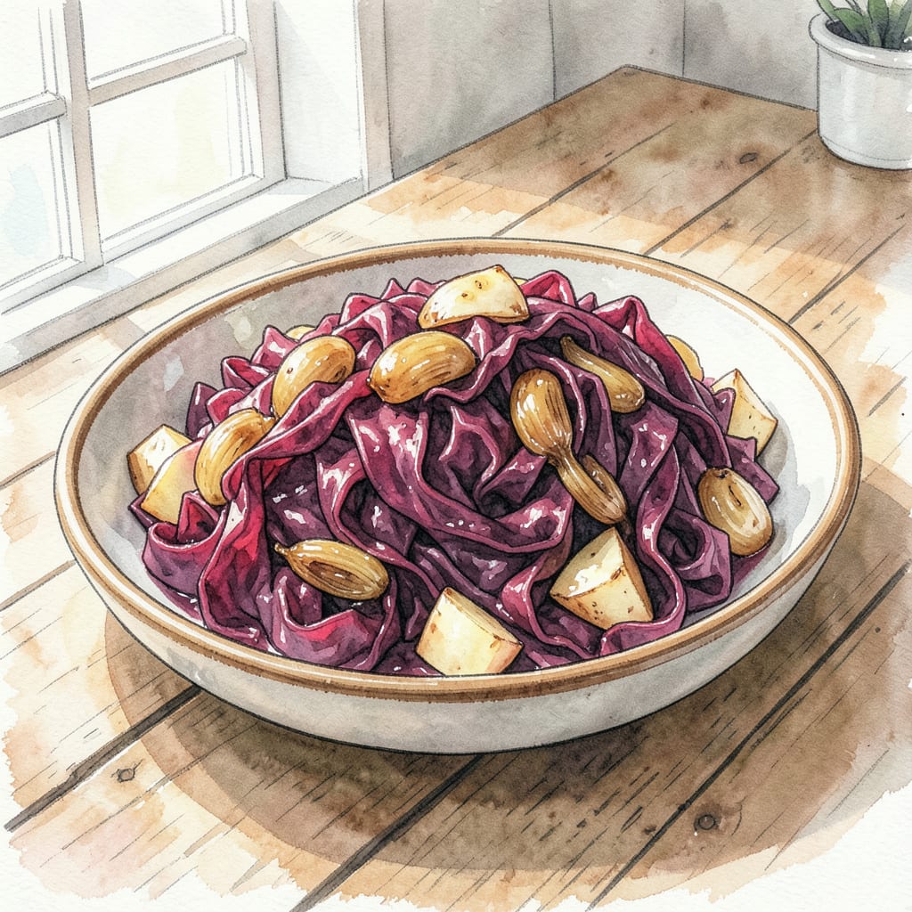 mary berry red cabbage recipe illustration with key details