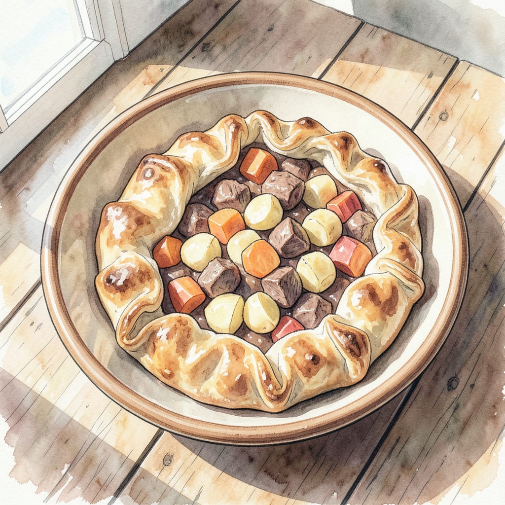 Mary Berry's Cornish Pasty Recipe: Hearty Meat and Potato Filling example with annotations